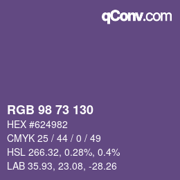 Código de color: RGB 98 73 130 | qconv.com