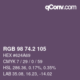 カラーコード: RGB 98 74.2 105 | qconv.com