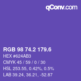 カラーコード: RGB 98 74.2 179.6 | qconv.com