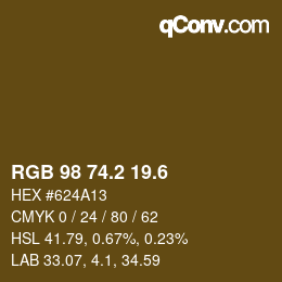 カラーコード: RGB 98 74.2 19.6 | qconv.com