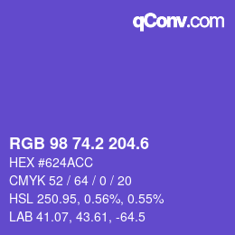 カラーコード: RGB 98 74.2 204.6 | qconv.com