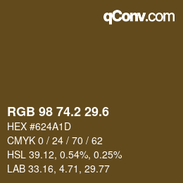 カラーコード: RGB 98 74.2 29.6 | qconv.com