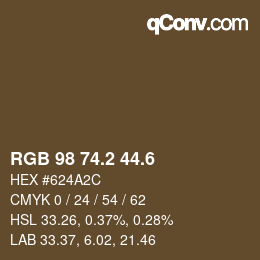 カラーコード: RGB 98 74.2 44.6 | qconv.com