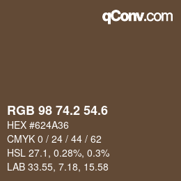 カラーコード: RGB 98 74.2 54.6 | qconv.com