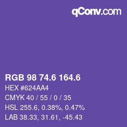 カラーコード: RGB 98 74.6 164.6 | qconv.com