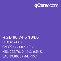 カラーコード: RGB 98 74.6 184.6 | qconv.com