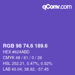 カラーコード: RGB 98 74.6 189.6 | qconv.com