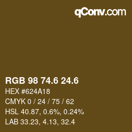 カラーコード: RGB 98 74.6 24.6 | qconv.com