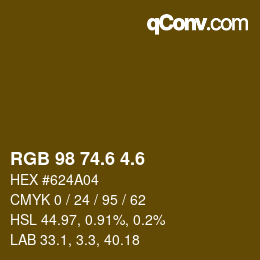 カラーコード: RGB 98 74.6 4.6 | qconv.com