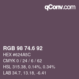 カラーコード: RGB 98 74.6 92 | qconv.com