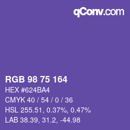 Farbcode: RGB 98 75 164 | qconv.com