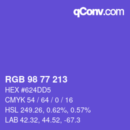 颜色代码: RGB 98 77 213 | qconv.com