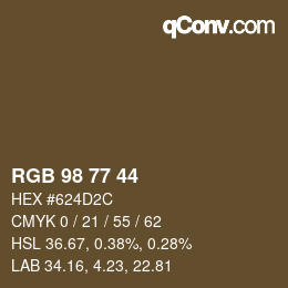 Farbcode: RGB 98 77 44 | qconv.com