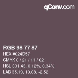 カラーコード: RGB 98 77 87 | qconv.com