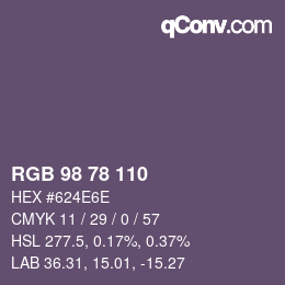 Color code: RGB 98 78 110 | qconv.com