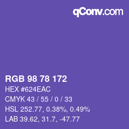 Código de color: RGB 98 78 172 | qconv.com