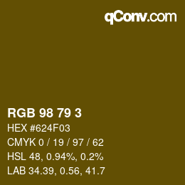 カラーコード: RGB 98 79 3 | qconv.com
