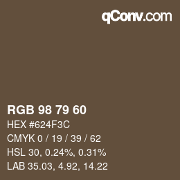 カラーコード: RGB 98 79 60 | qconv.com