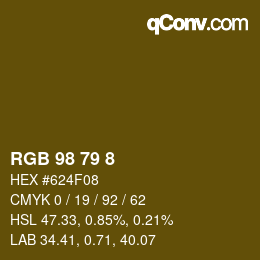 カラーコード: RGB 98 79 8 | qconv.com