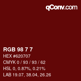 Color code: RGB 98 7 7 | qconv.com