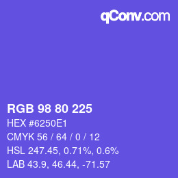 Color code: RGB 98 80 225 | qconv.com
