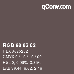 Color code: RGB 98 82 82 | qconv.com