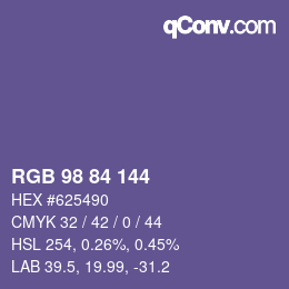 Farbcode: RGB 98 84 144 | qconv.com