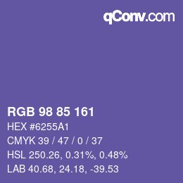 Color code: RGB 98 85 161 | qconv.com