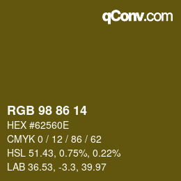 Color code: RGB 98 86 14 | qconv.com