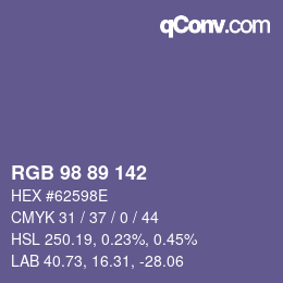 Color code: RGB 98 89 142 | qconv.com