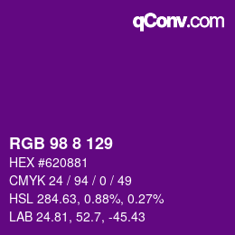 Code couleur: RGB 98 8 129 | qconv.com
