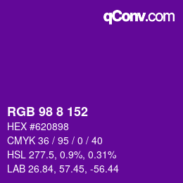 Color code: RGB 98 8 152 | qconv.com