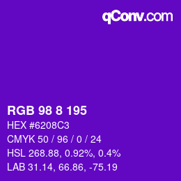Color code: RGB 98 8 195 | qconv.com