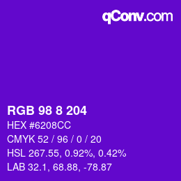 Color code: RGB 98 8 204 | qconv.com