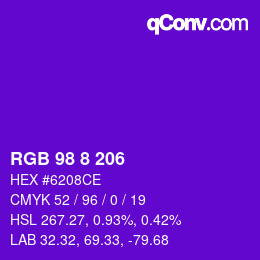 Color code: RGB 98 8 206 | qconv.com