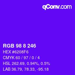 Color code: RGB 98 8 246 | qconv.com