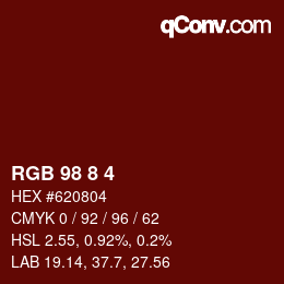 Color code: RGB 98 8 4 | qconv.com