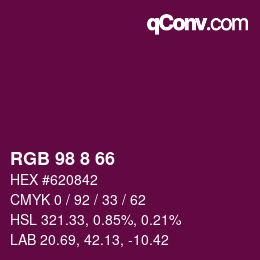 カラーコード: RGB 98 8 66 | qconv.com
