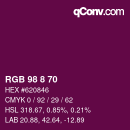 颜色代码: RGB 98 8 70 | qconv.com