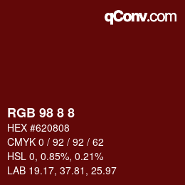 Código de color: RGB 98 8 8 | qconv.com