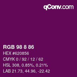 Color code: RGB 98 8 86 | qconv.com