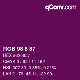 Color code: RGB 98 8 87 | qconv.com