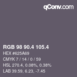 カラーコード: RGB 98 90.4 105.4 | qconv.com