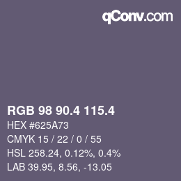 カラーコード: RGB 98 90.4 115.4 | qconv.com