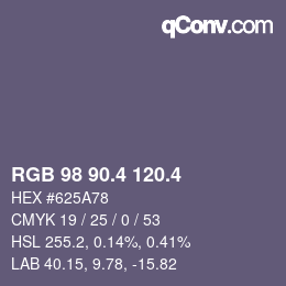 カラーコード: RGB 98 90.4 120.4 | qconv.com
