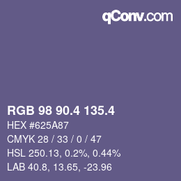 カラーコード: RGB 98 90.4 135.4 | qconv.com