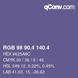 カラーコード: RGB 98 90.4 140.4 | qconv.com