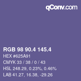 カラーコード: RGB 98 90.4 145.4 | qconv.com