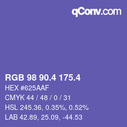 カラーコード: RGB 98 90.4 175.4 | qconv.com