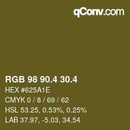 カラーコード: RGB 98 90.4 30.4 | qconv.com